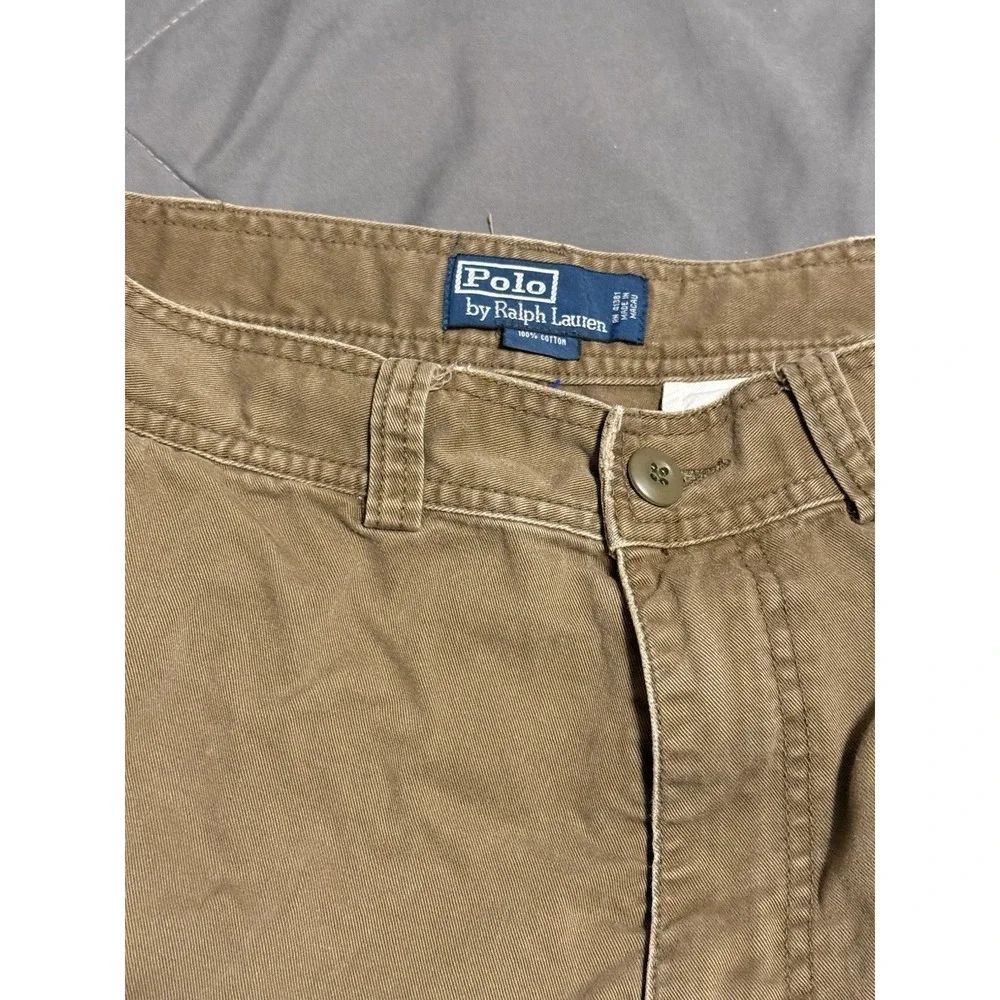 Polo‎ Ralph Lauren Brown Cargo Chino Shorts Size 36 Vintage Y2K Utility Outdoor